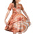 Polynesian Hibiscus Flower Tribal Family Matching Off The Shoulder Long Sleeve Dress and Hawaiian Shirt Peach Color