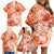 Polynesian Hibiscus Flower Tribal Family Matching Off Shoulder Short Dress and Hawaiian Shirt Peach Color