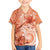 Polynesian Hibiscus Flower Tribal Family Matching Off Shoulder Short Dress and Hawaiian Shirt Peach Color