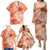 Polynesian Hibiscus Flower Tribal Family Matching Puletasi and Hawaiian Shirt Peach Color