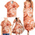 Polynesian Hibiscus Flower Tribal Family Matching Summer Maxi Dress and Hawaiian Shirt Peach Color