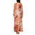 Polynesian Hibiscus Flower Tribal Family Matching Tank Maxi Dress and Hawaiian Shirt Peach Color