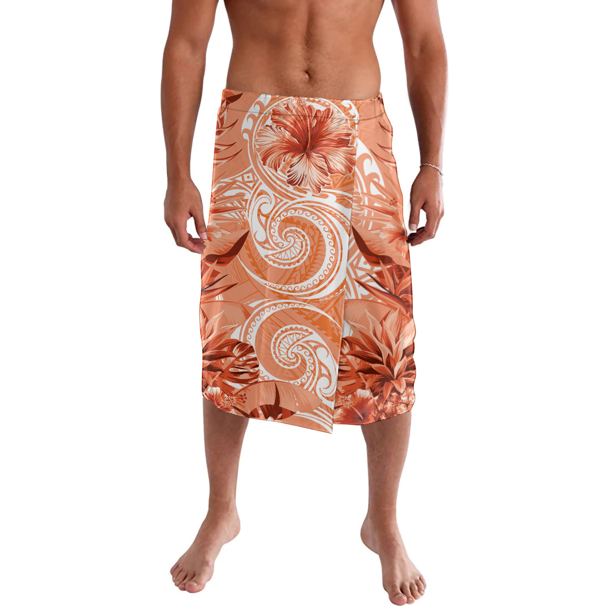 Polynesian Hibiscus Flower Tribal Lavalava Peach Color LT9 Peach - Polynesian Pride