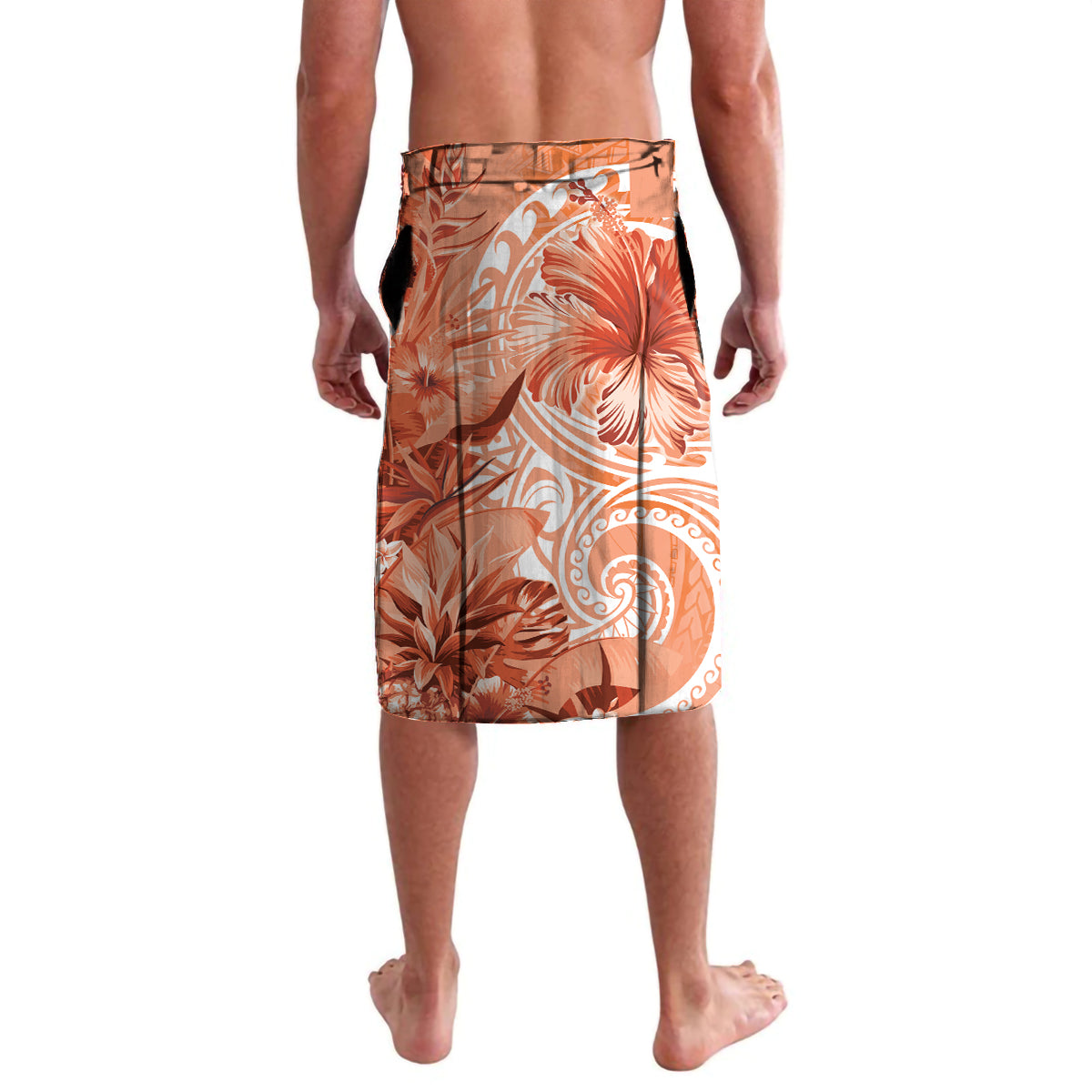 Polynesian Hibiscus Flower Tribal Lavalava Peach Color LT9 - Polynesian Pride