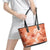 Polynesian Hibiscus Flower Tribal Leather Tote Bag Peach Color