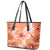 Polynesian Hibiscus Flower Tribal Leather Tote Bag Peach Color