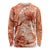 Polynesian Hibiscus Flower Tribal Long Sleeve Shirt Peach Color