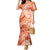 Polynesian Hibiscus Flower Tribal Mermaid Dress Peach Color