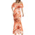 Polynesian Hibiscus Flower Tribal Mermaid Dress Peach Color