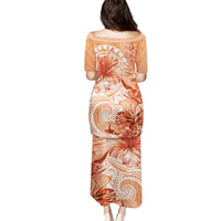 Polynesian Hibiscus Flower Tribal Puletasi Peach Color LT9 - Polynesian Pride