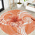 Polynesian Hibiscus Flower Tribal Round Carpet Peach Color