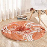 Polynesian Hibiscus Flower Tribal Round Carpet Peach Color LT9 - Polynesian Pride