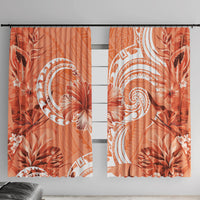 Polynesian Hibiscus Flower Tribal Window Curtain Peach Color LT9 With Hooks Peach - Polynesian Pride