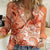 Polynesian Hibiscus Flower Tribal Women Casual Shirt Peach Color