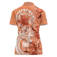 Polynesian Hibiscus Flower Tribal Women Polo Shirt Peach Color LT9 - Polynesian Pride