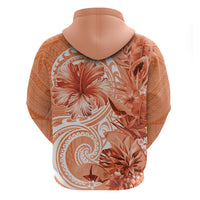 Polynesian Hibiscus Flower Tribal Zip Hoodie Peach Color LT9 - Polynesian Pride