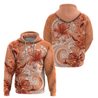 Polynesian Hibiscus Flower Tribal Zip Hoodie Peach Color LT9 - Polynesian Pride