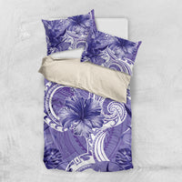 Polynesian Hibiscus Flower Tribal Bedding Set Violet Color LT9 US Twin 172cm x 218cm Violet - Polynesian Pride