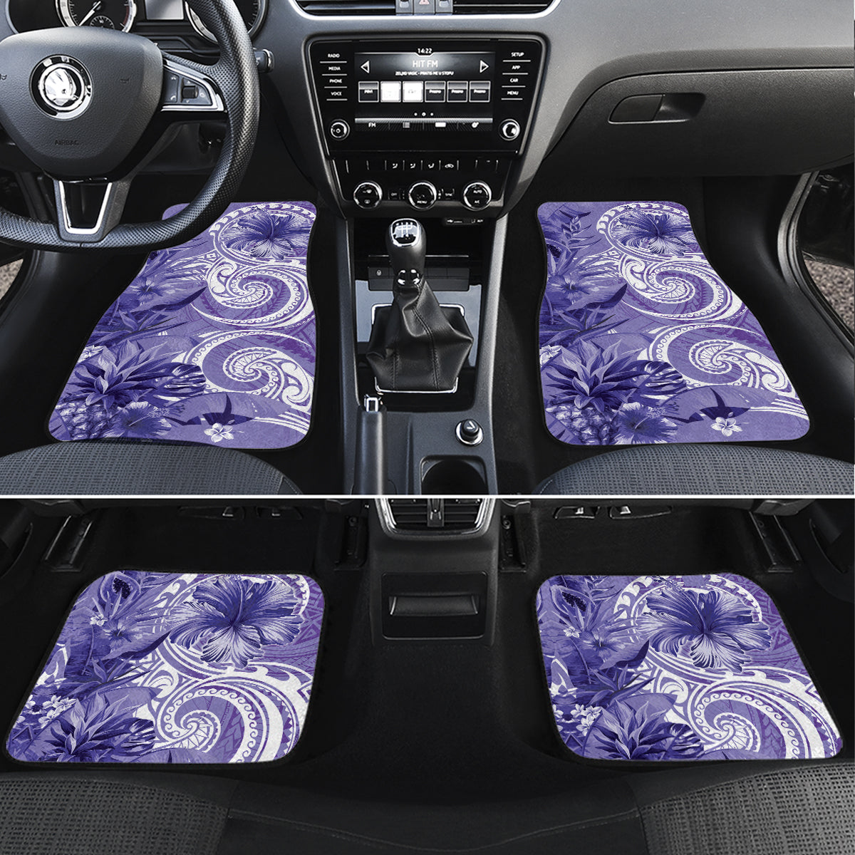 Polynesian Hibiscus Flower Tribal Car Mats Violet Color LT9 Set 4pcs Violet - Polynesian Pride