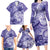 Polynesian Hibiscus Flower Tribal Family Matching Long Sleeve Bodycon Dress and Hawaiian Shirt Violet Color