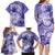 Polynesian Hibiscus Flower Tribal Family Matching Long Sleeve Bodycon Dress and Hawaiian Shirt Violet Color