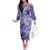 Polynesian Hibiscus Flower Tribal Family Matching Off The Shoulder Long Sleeve Dress and Hawaiian Shirt Violet Color