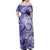 Polynesian Hibiscus Flower Tribal Family Matching Off Shoulder Maxi Dress and Hawaiian Shirt Violet Color