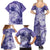 Polynesian Hibiscus Flower Tribal Family Matching Summer Maxi Dress and Hawaiian Shirt Violet Color