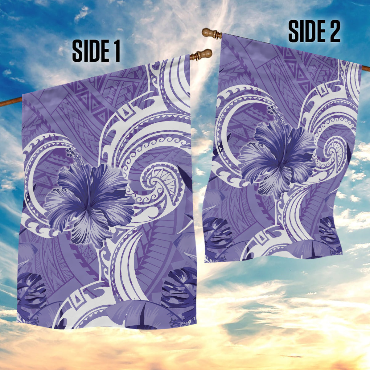 Polynesian Hibiscus Flower Tribal Garden Flag Violet Color LT9 - Polynesian Pride