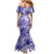 Polynesian Hibiscus Flower Tribal Mermaid Dress Violet Color