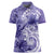 Polynesian Hibiscus Flower Tribal Women Polo Shirt Violet Color