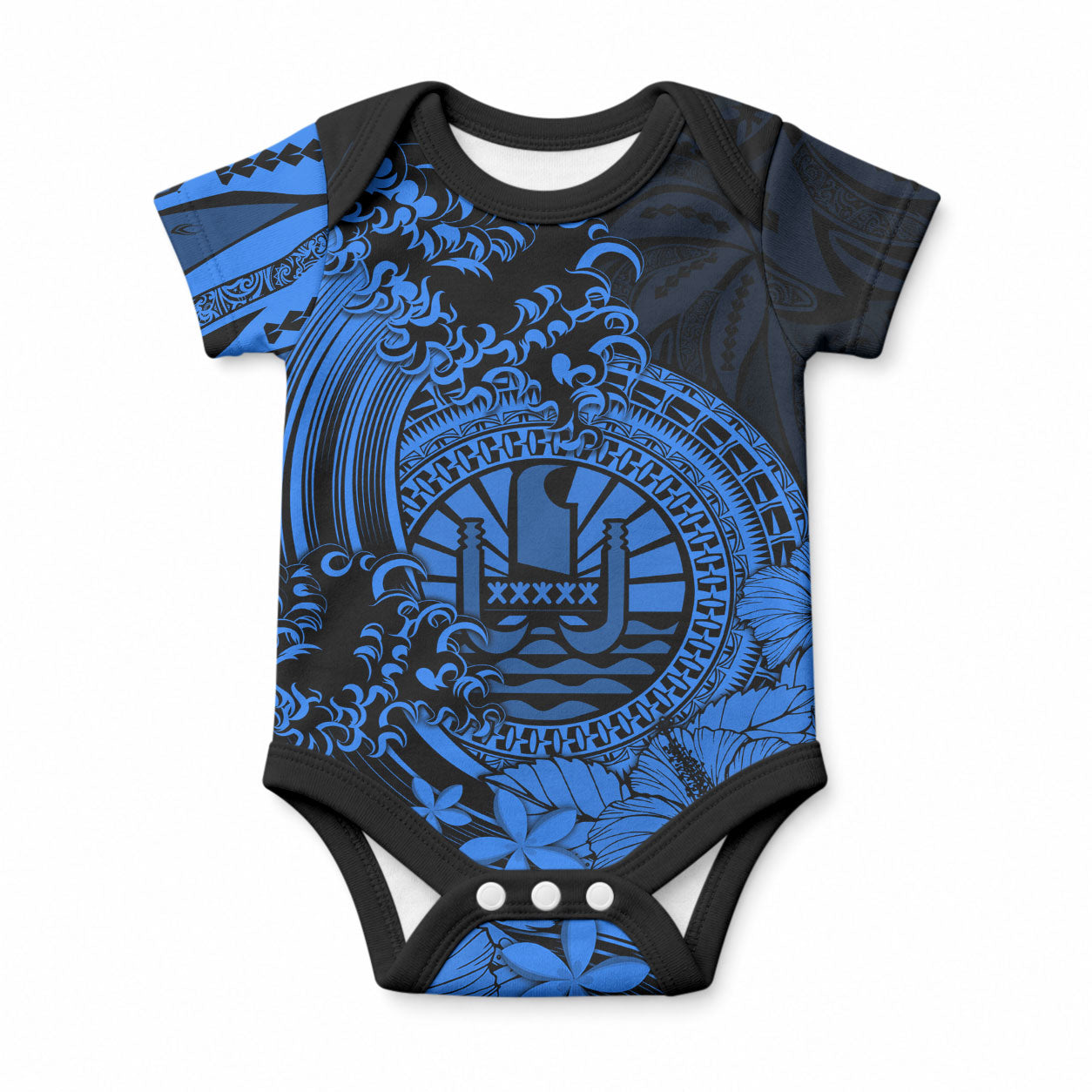 Polynesian Tahiti Island Baby Onesie The Wave of Water - Blue LT9 Blue - Polynesian Pride
