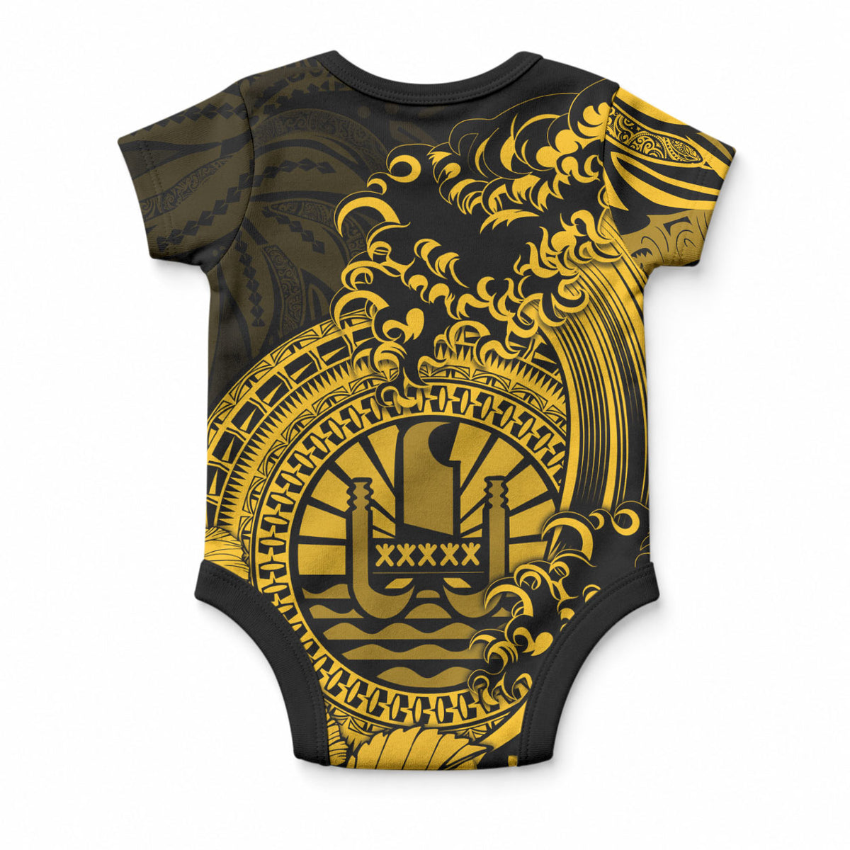 Polynesian Tahiti Island Baby Onesie The Wave of Water - Gold LT9 - Polynesian Pride