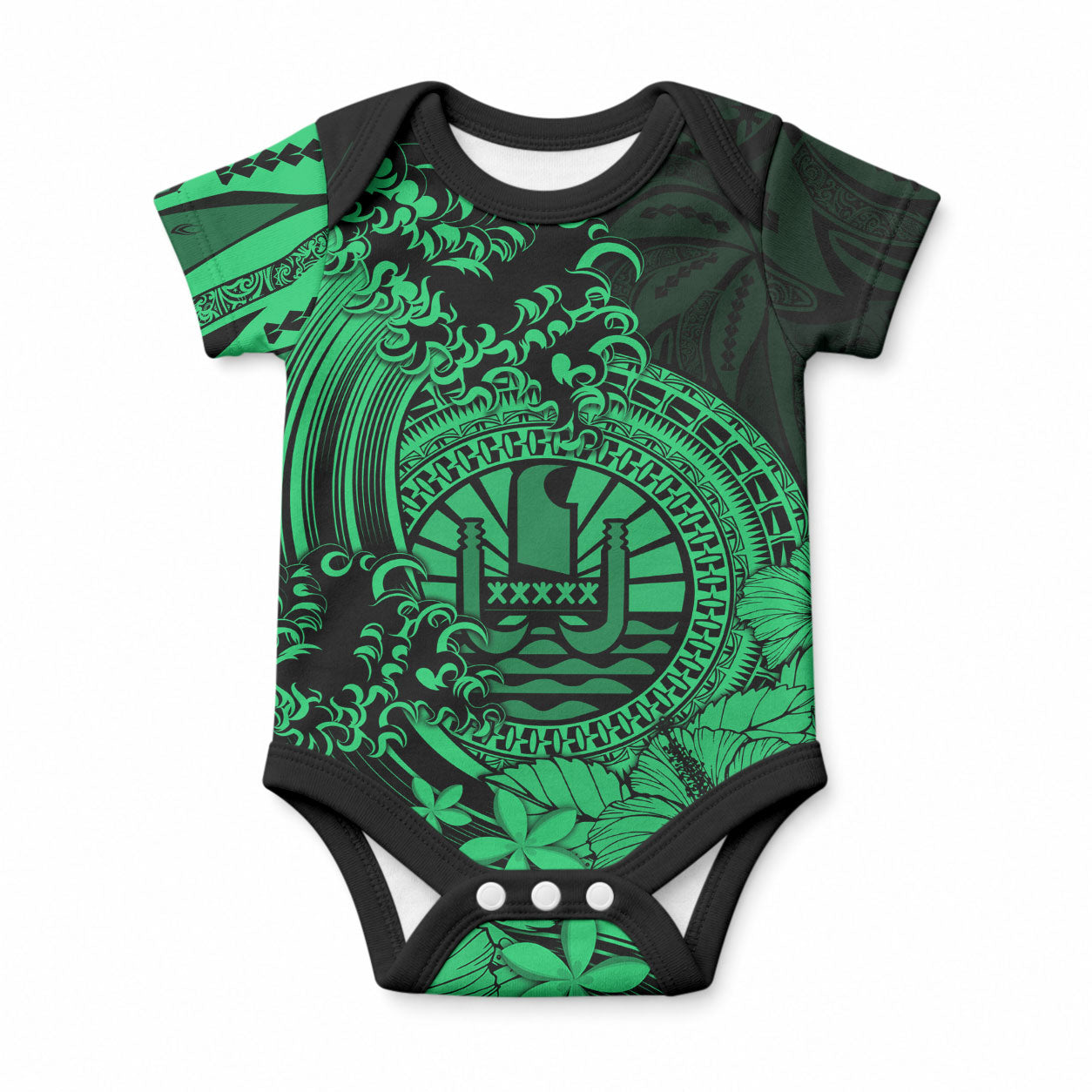 Polynesian Tahiti Island Baby Onesie The Wave of Water - Green LT9 Green - Polynesian Pride