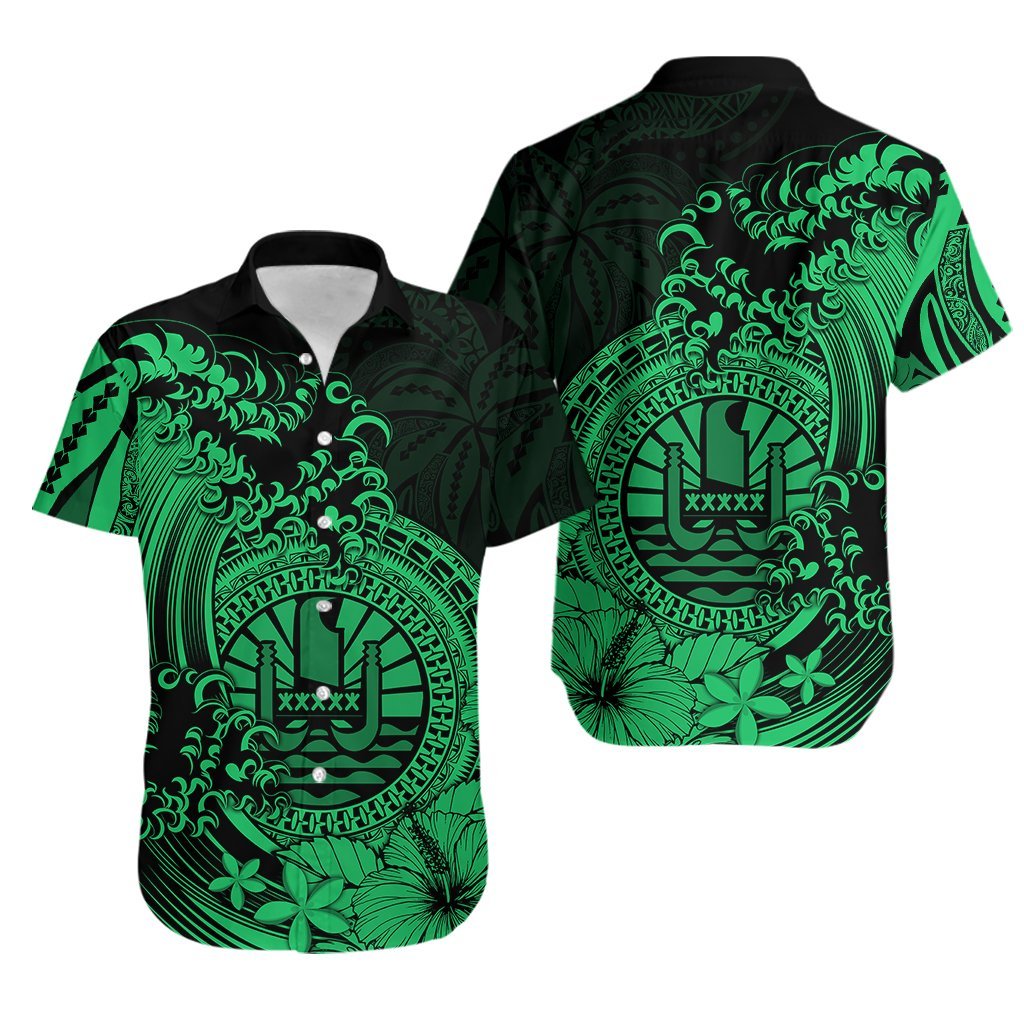 Polynesian Tahiti Island Hawaiian Shirt The Wave of Water - Green LT9 Green - Polynesian Pride