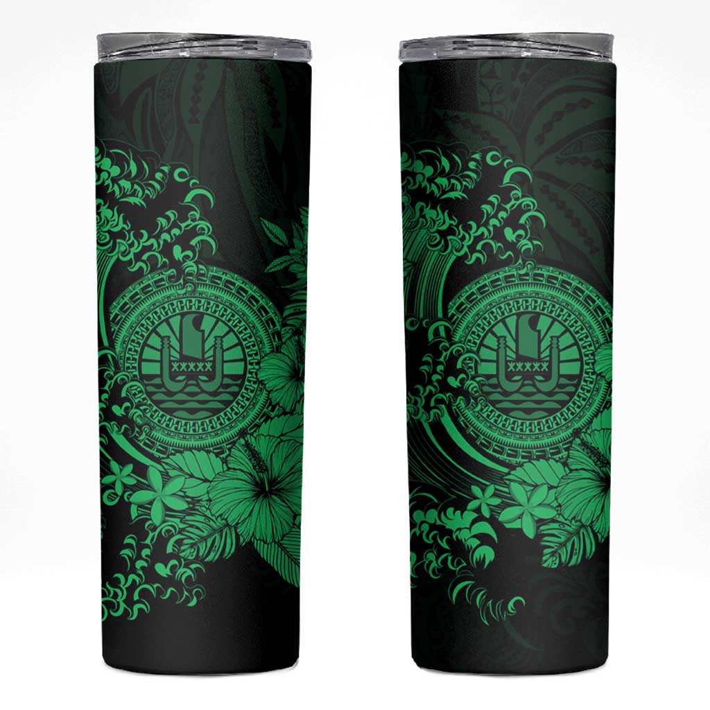 Green Polynesian Tahiti Island Skinny Tumbler The Wave of Water