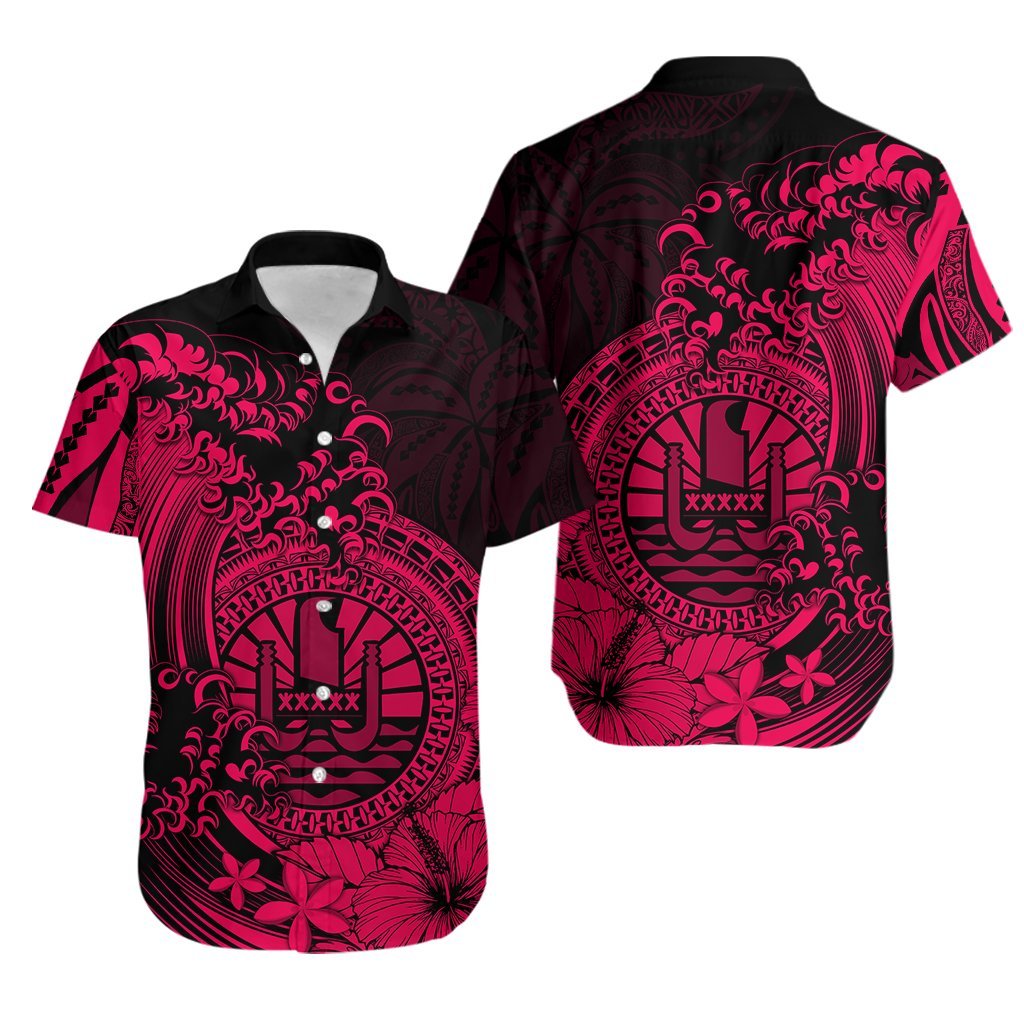 Polynesian Tahiti Island Hawaiian Shirt The Wave of Water - Pink LT9 Pink - Polynesian Pride