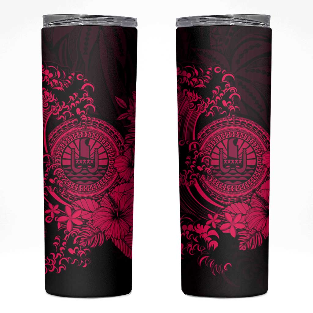 Pink Polynesian Tahiti Island Skinny Tumbler The Wave of Water