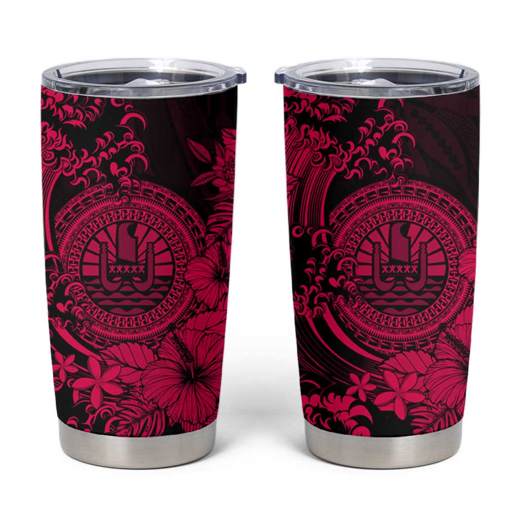 Pink Polynesian Tahiti Island Tumbler Cup The Wave of Water