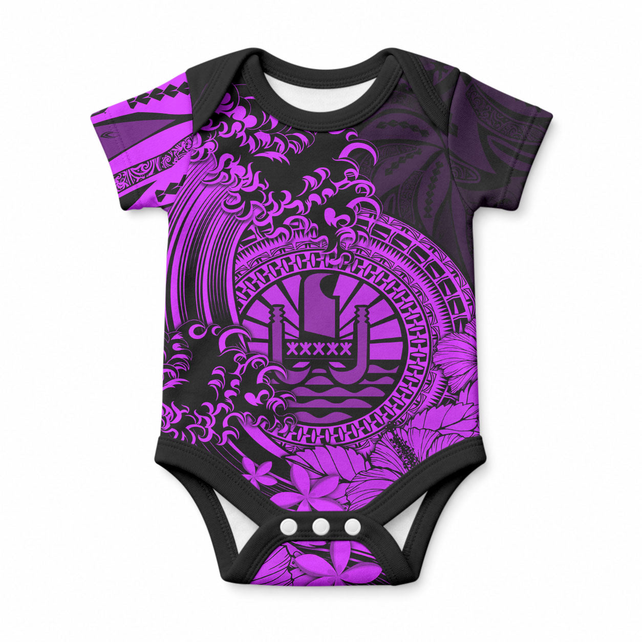Polynesian Tahiti Island Baby Onesie The Wave of Water - Purple LT9 Purple - Polynesian Pride