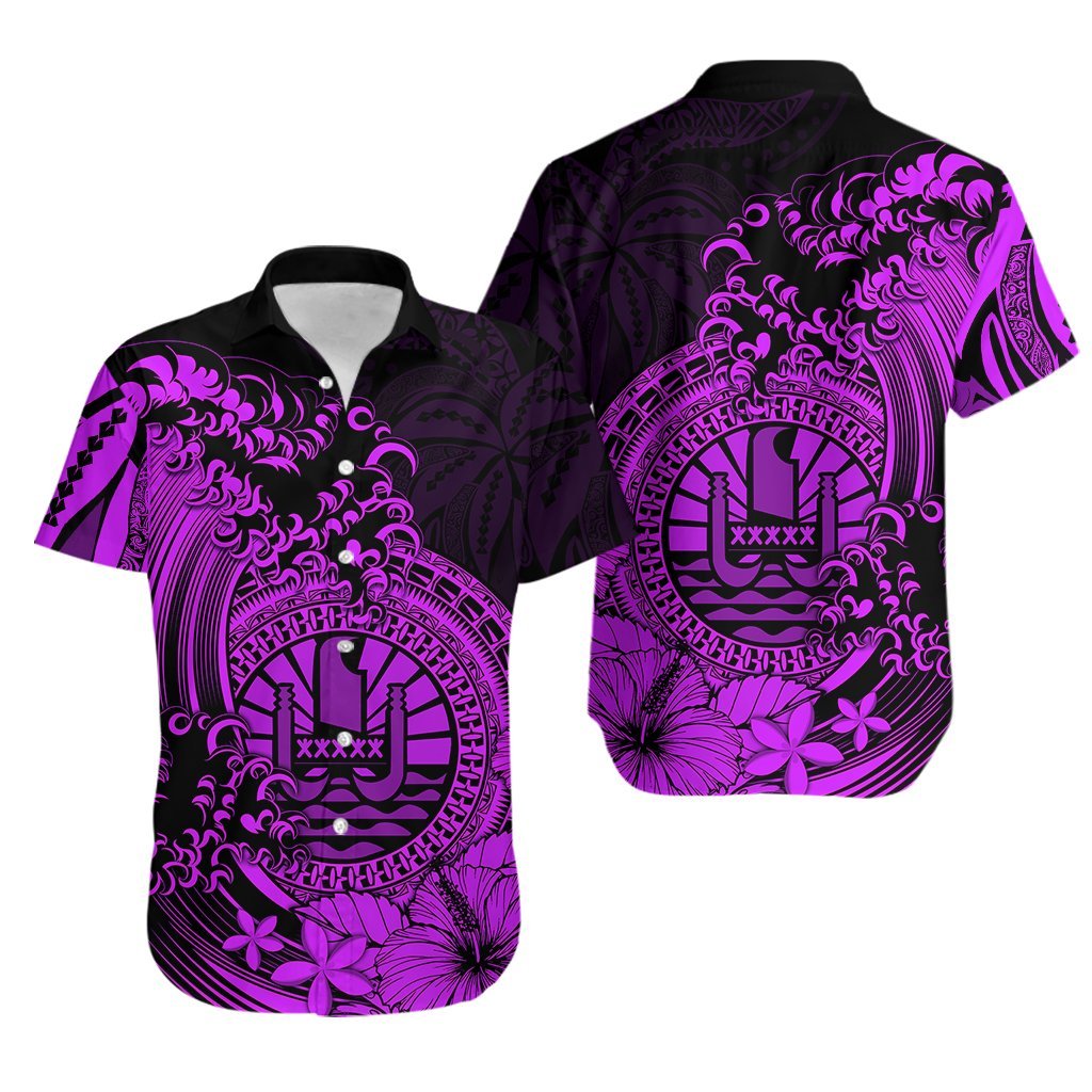 Polynesian Tahiti Island Hawaiian Shirt The Wave of Water - Purple LT9 Purple - Polynesian Pride