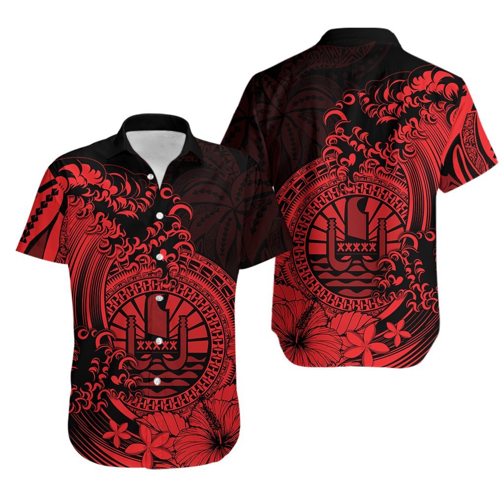 Polynesian Tahiti Island Hawaiian Shirt The Wave of Water - Red LT9 Red - Polynesian Pride