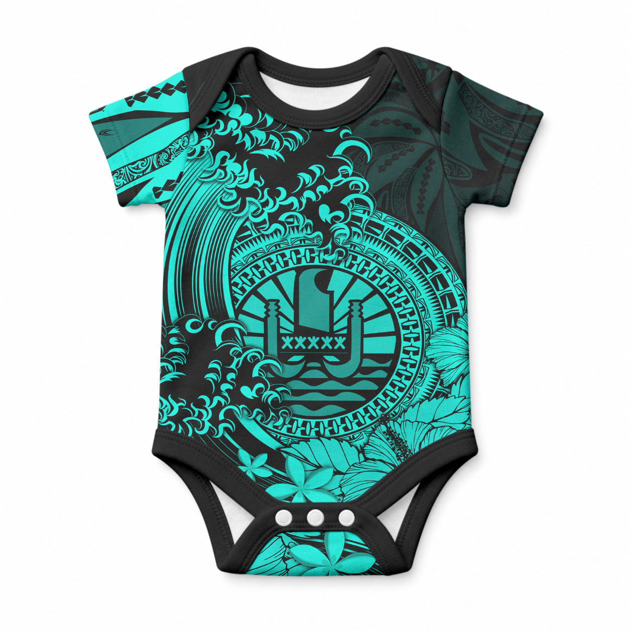 Polynesian Tahiti Island Baby Onesie The Wave of Water - Turquoise LT9 Turquoise - Polynesian Pride
