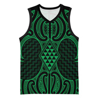 Kakariki Maori Ta Moko Poutama Art Basketball Jersey LT9 Unisex Green - Polynesian Pride