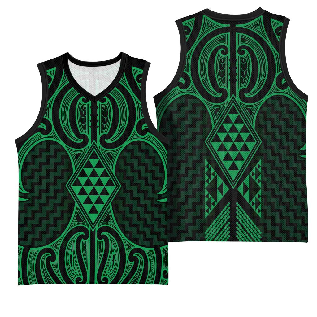 Kakariki Maori Ta Moko Poutama Art Basketball Jersey LT9 - Polynesian Pride