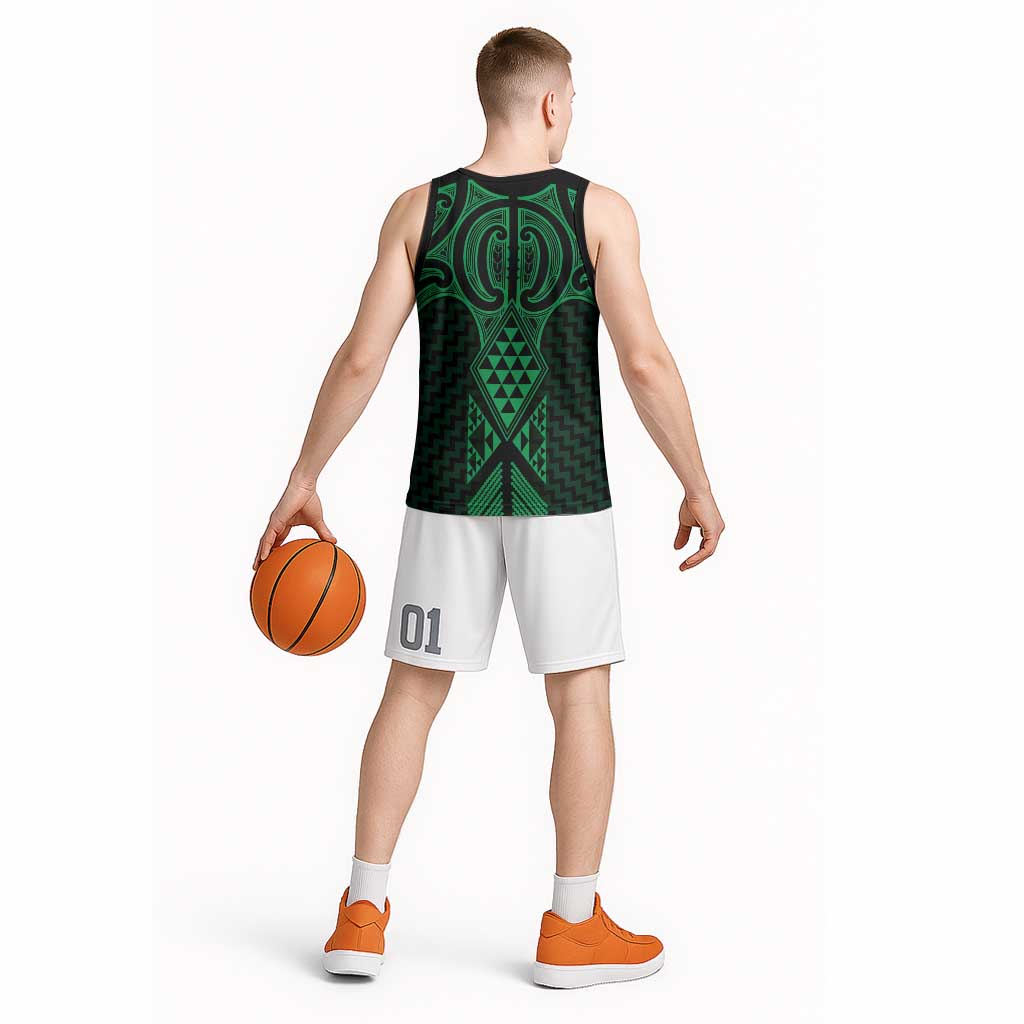 Kakariki Maori Ta Moko Poutama Art Basketball Jersey LT9 - Polynesian Pride