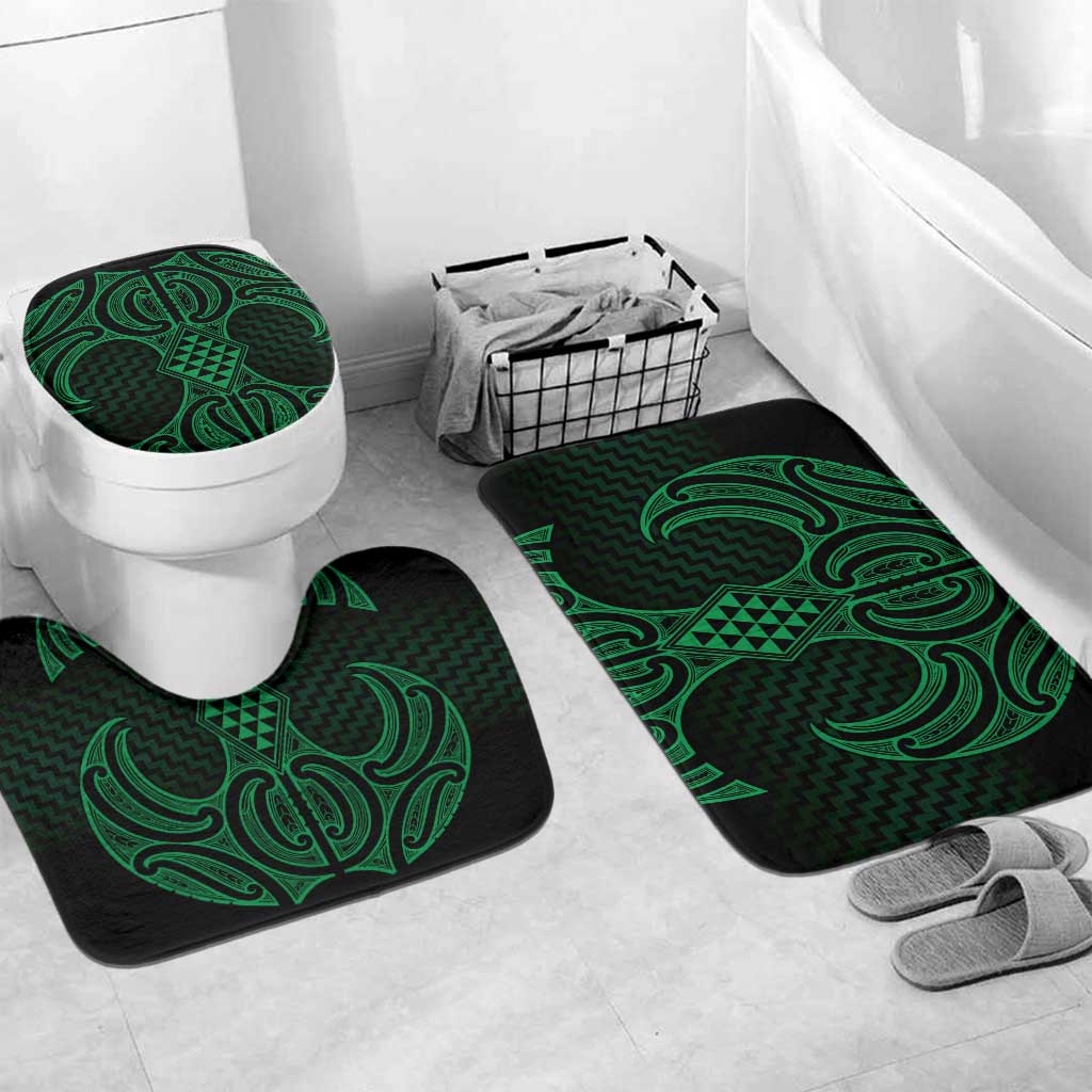 Kakariki Maori Ta Moko Poutama Art Bathroom Set LT9 Mat Set Only (3 pcs) One Size Green - Polynesian Pride