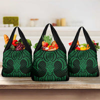 Kakariki Maori Ta Moko Poutama Art Grocery Bag LT9 3-pack One Size Green - Polynesian Pride