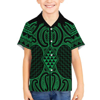 Kakariki Maori Ta Moko Poutama Art Kid Hawaiian Shirt LT9 Kid Green - Polynesian Pride