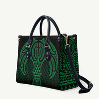 Kakariki Maori Ta Moko Poutama Art Leather Bag LT9 Green - Polynesian Pride